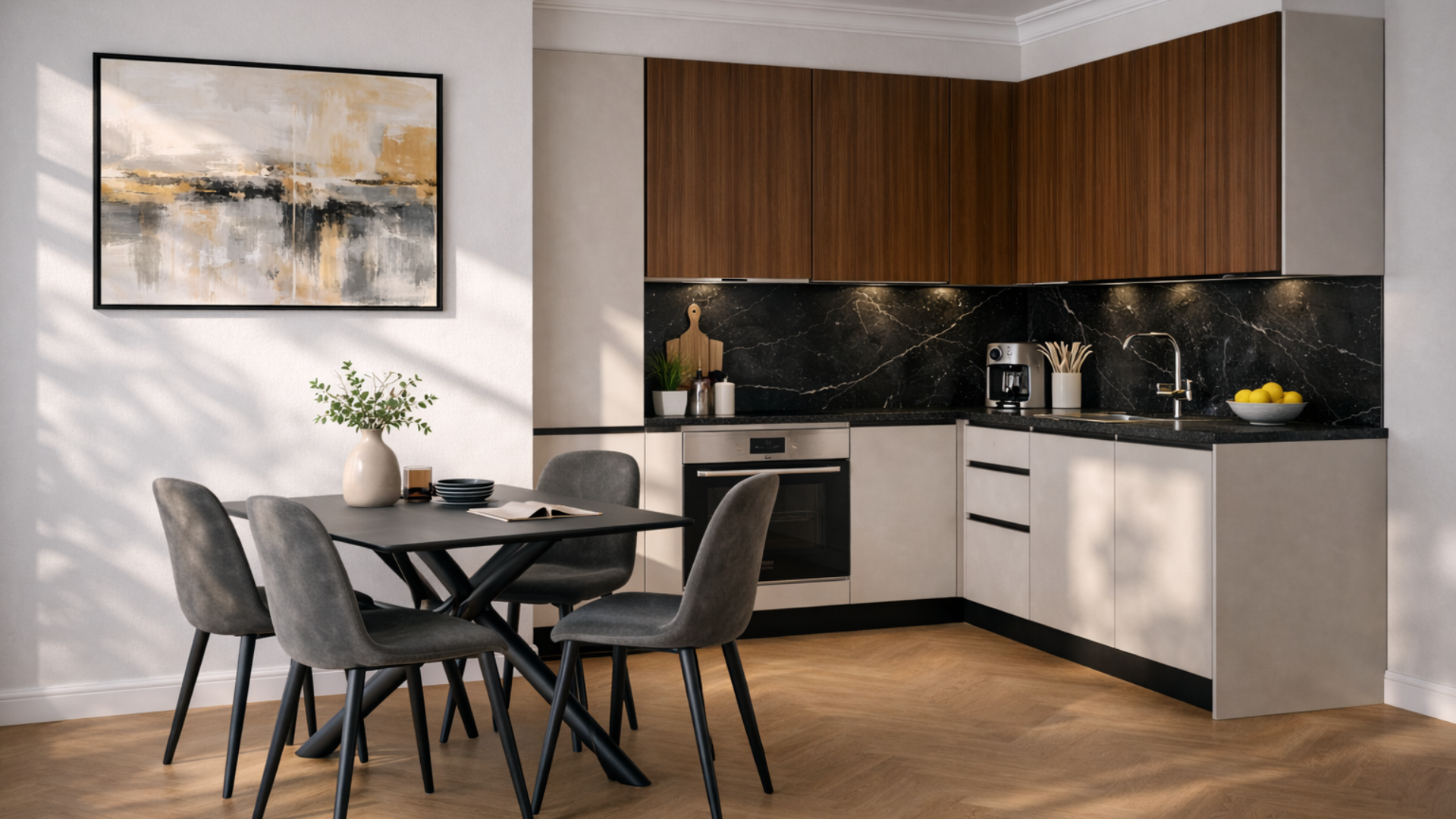 Cucina moderna con tavolo e 4 sedie