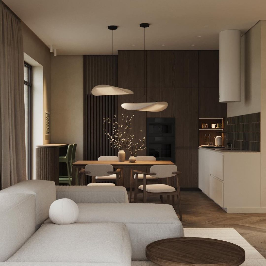 zona living con lampade divano e cucina moderna MC zona living con lampade divano e cucina