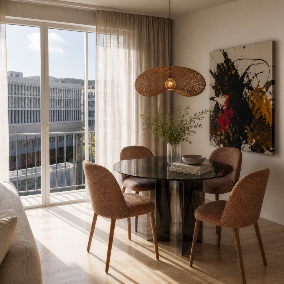 84 zona living con lampade divano e cucina